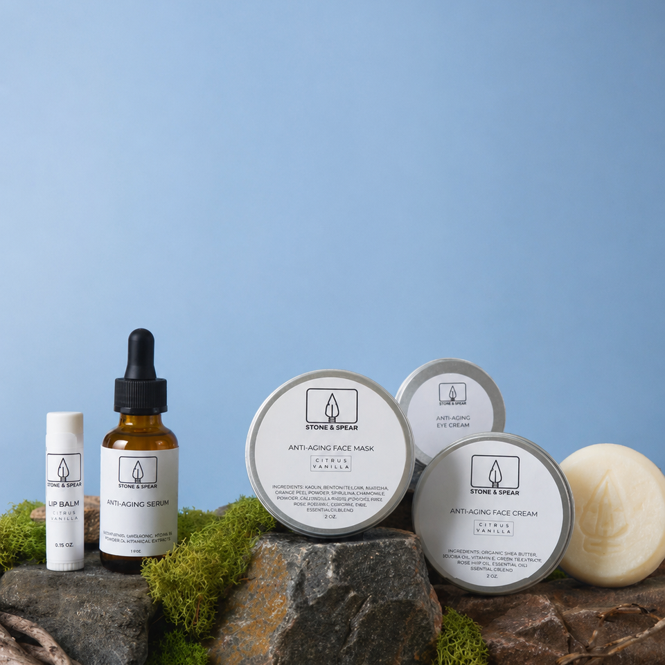Stone and Spear Anti-Aging Face Ritual bundle laid out